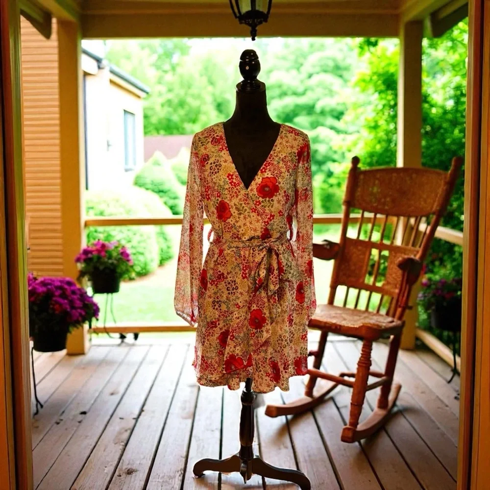 altar'd state orange floral dress Evelle Printed Mini Dress